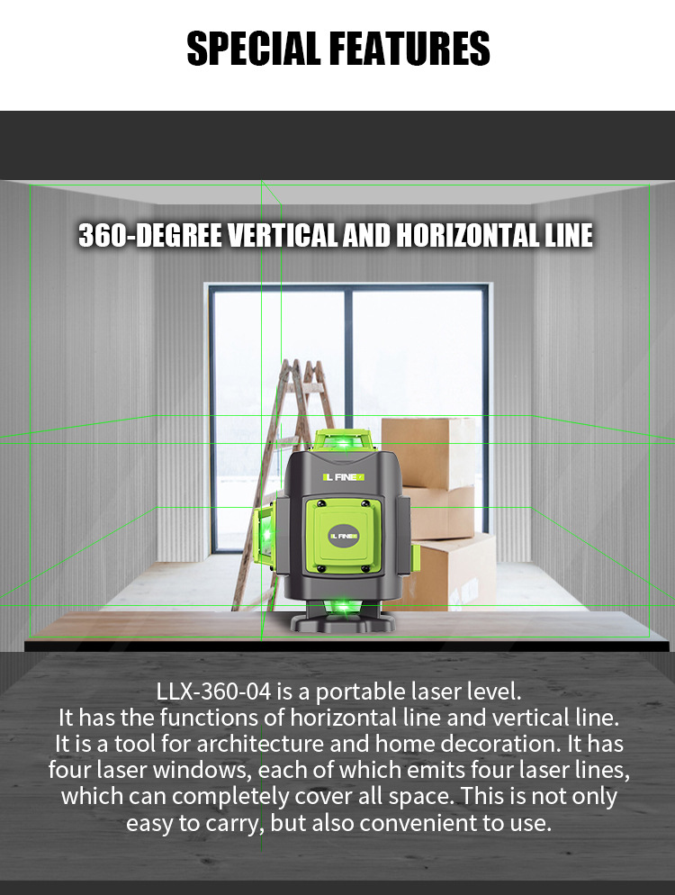 Title 4, Nivel láser verde de 16 líneas 3D12 líneas Nive...