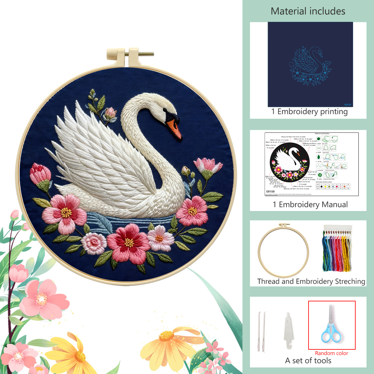 Flower & Bird Embroidery Kit - Image 2