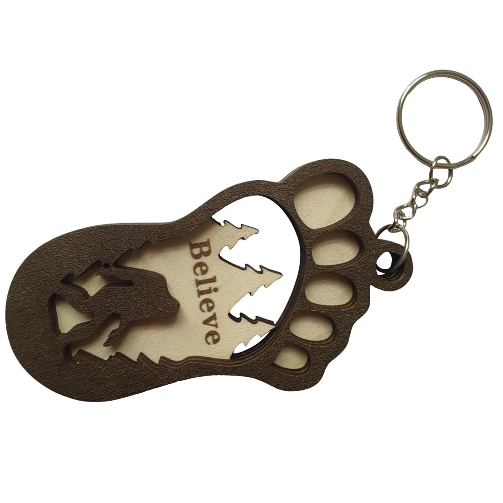 Cross-border Simple Wooden Bigfoot Decorative Keychain