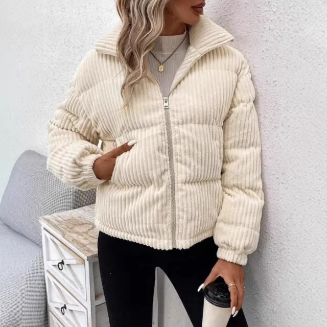 Fashionable Warm Corduroy Jacket Casual Loose Apricot - Shop at LoveMi