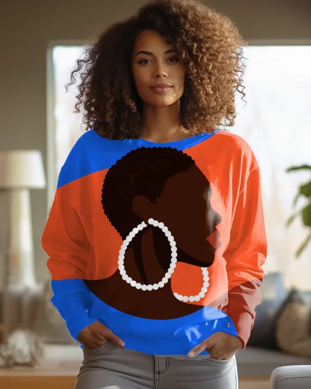 Polyester Women's Round neck Long sleeved Sweater Printing 3T2919 6Xl - Shop at LoveMi