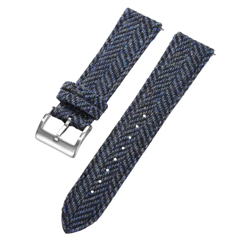 High-quality Tweed-finished Leather Watch Strap With Quick-release Mechanism, Vintage-style Wristband