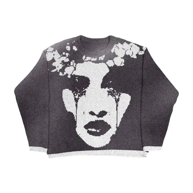 Retro Trendy Jacquard Pullover Sweater Top For Women Style 5 Xl - Shop at LoveMi