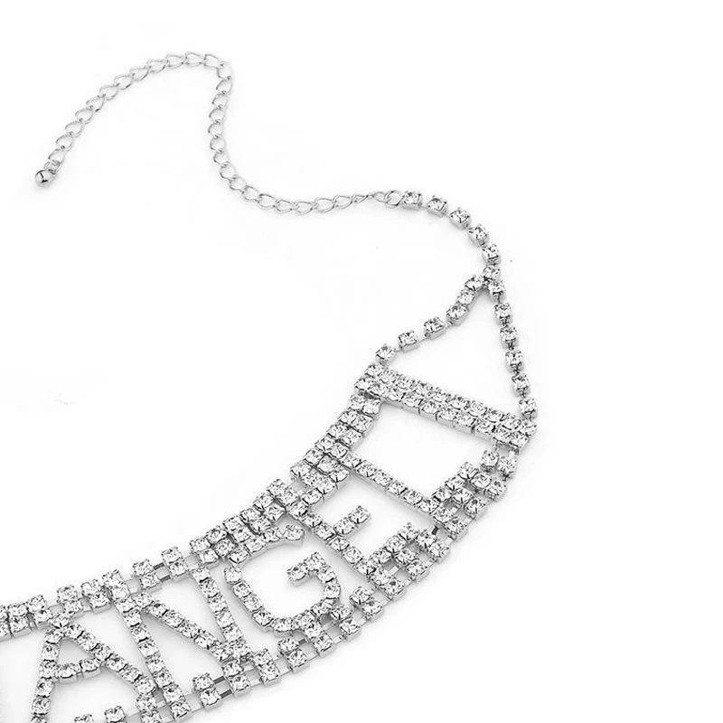 Title 4, Hollow letter full diamond necklace ANGEL