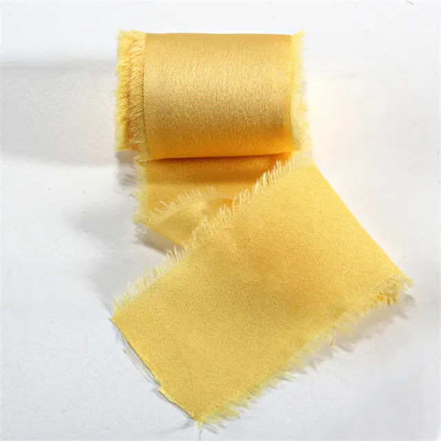 Solid Color Household 5 Yards Shredded Raw Edge Satin Ribbon Yellow - Shop at LoveMi