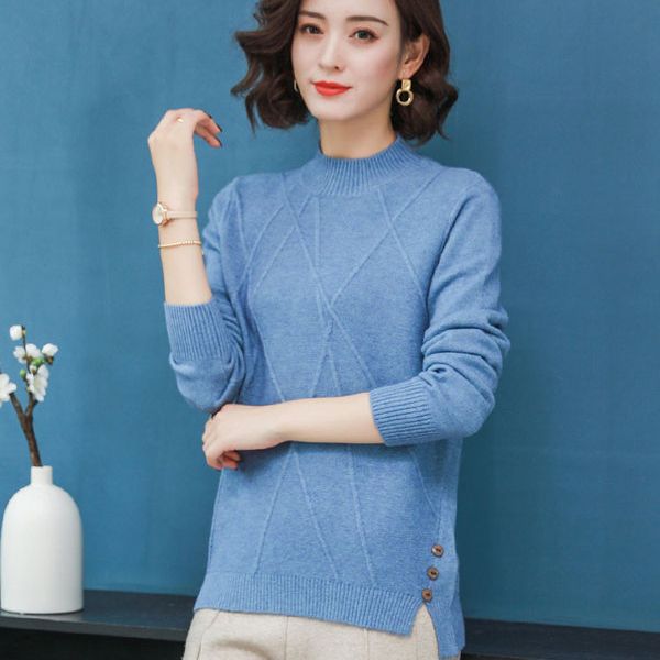 Womens Short Loose-fit Knit Bottoming Sweater