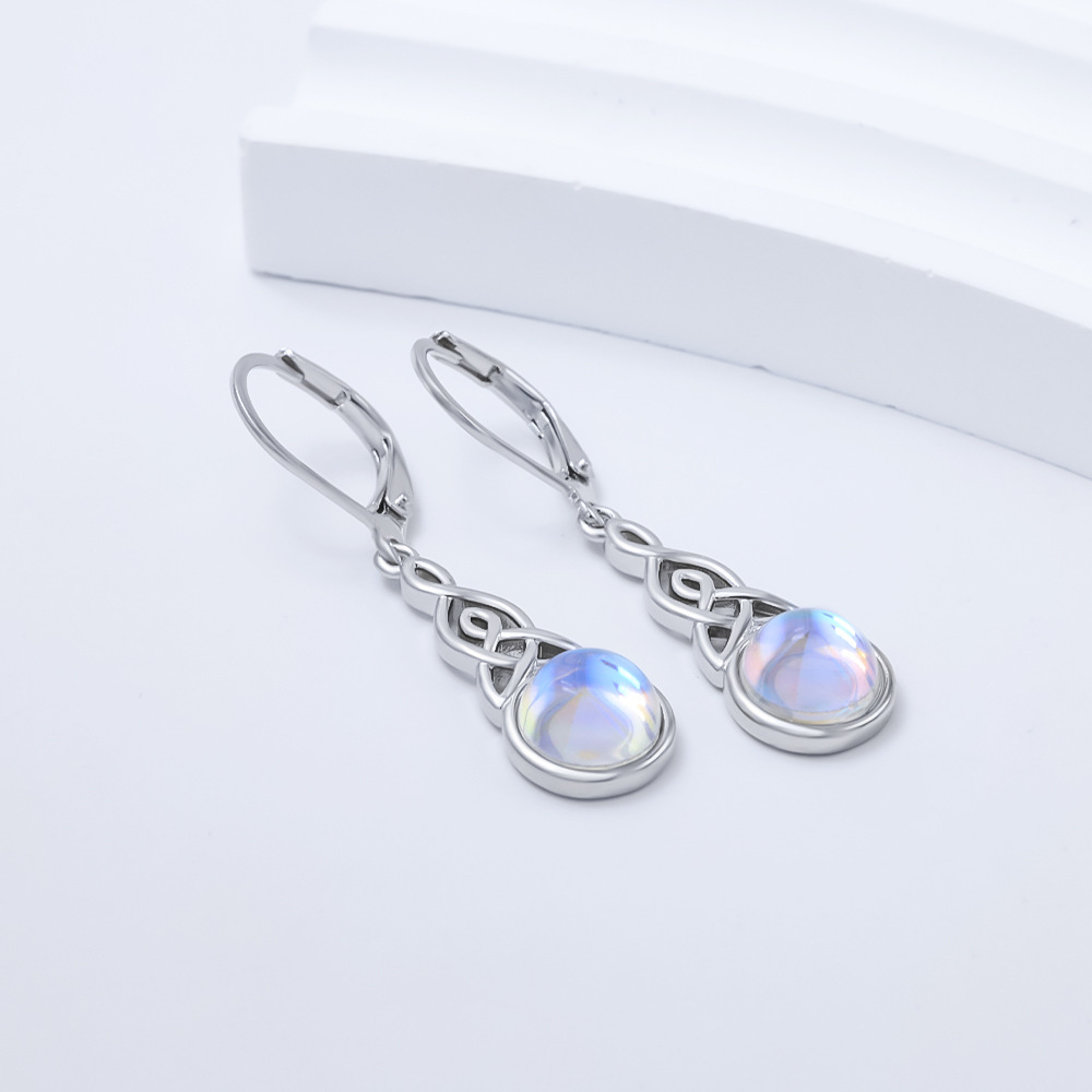 Celtic Knot Female Moonstone Earrings