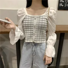 Woman Square-neck Shirt Short Temperament Shirt - White - View 1