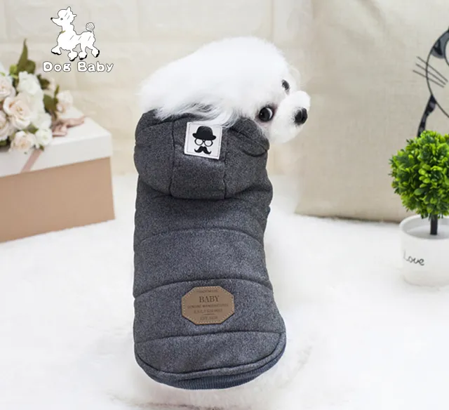 Teddy Pet Clothing Two leg Cotton padded Clothes Dark Gray - Shop at LoveMi