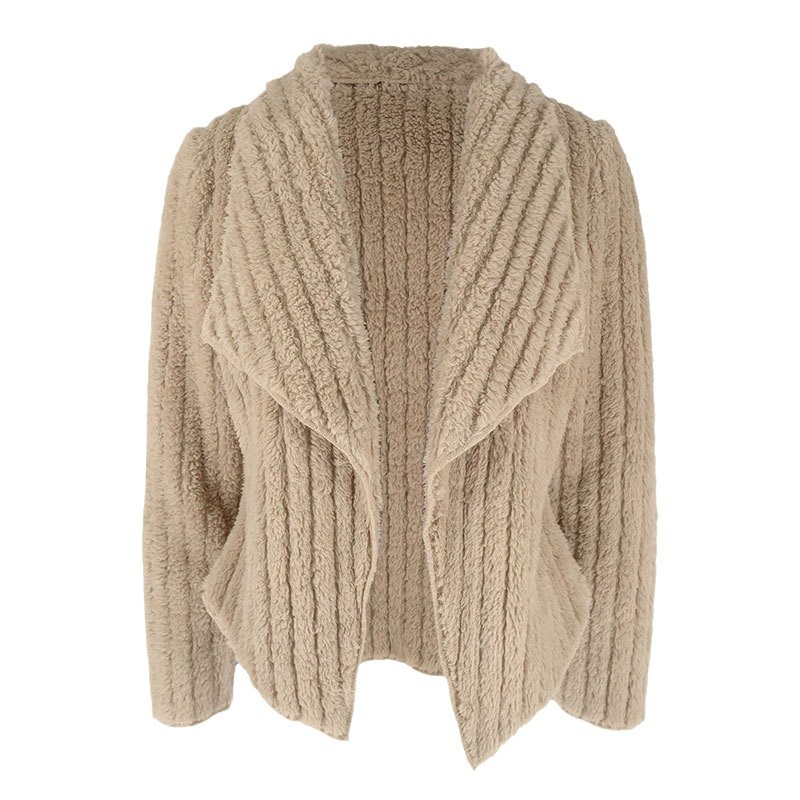 Autumn And Winter Velvet Cardigan Lapel Short Coat