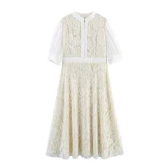 European And American Elegant Lace Waist-tight Dress Sweet And Fresh - View 1