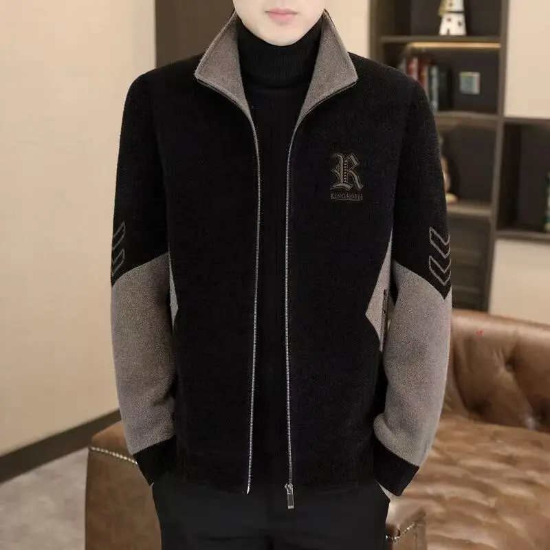 Mens Stand-Neck Jacket With Fleece Lining