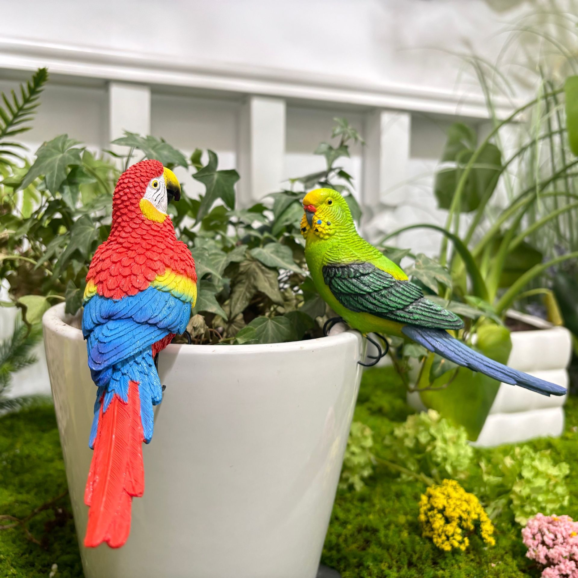 Resin Parrot Couple Bird Home Decor Ornament