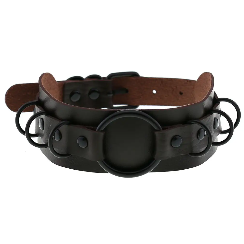 Leather Collarnecklace Exaggerated Personalized Black Ring Clavicle Necklace