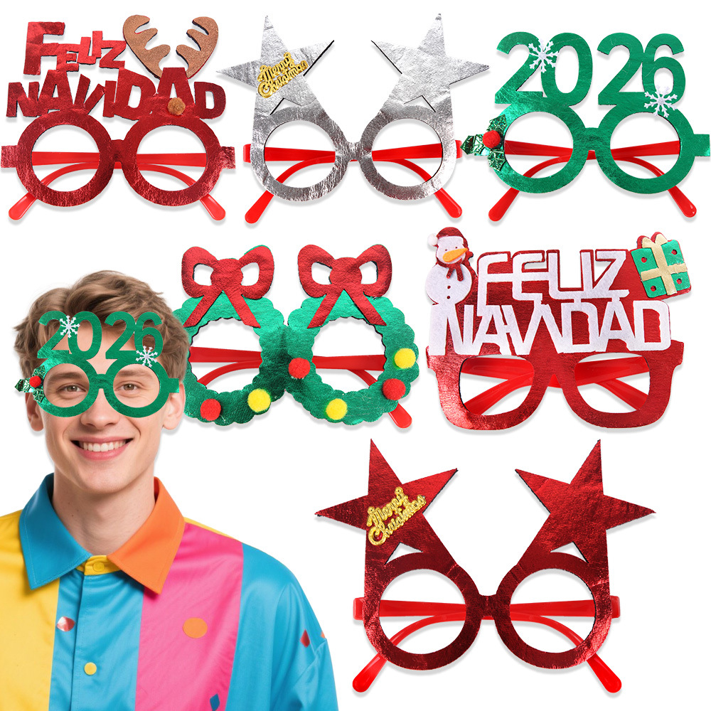 Christmas Glasses Bronzed Fabric Snowflake XINGX Photo New Year Party Props