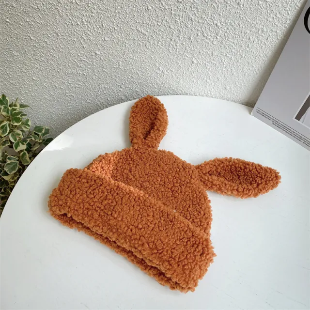 Cute Lambswool Plush Rabbit Ears Hat Coffee - Shop at LoveMi
