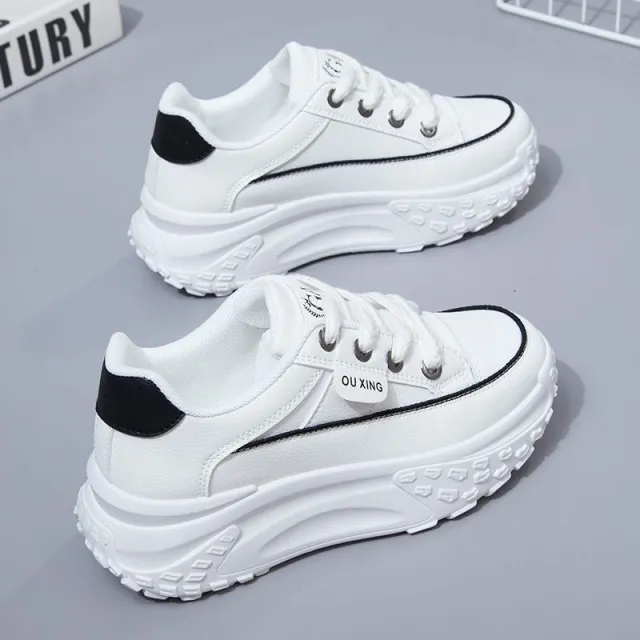 Casual Versatile Korean Style Height Increasing Breathable Sneaker White - Shop at LoveMi