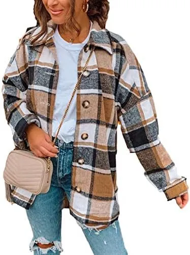 Women's Casual Button Long Sleeve Tops Shirt With Pocket Khakigrey - Shop at LoveMi