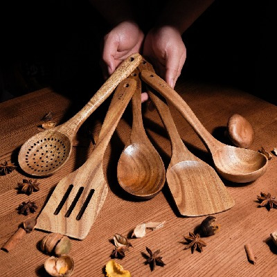 Set d'ustensiles de cuisine en bois 5 à 10 pièces 22