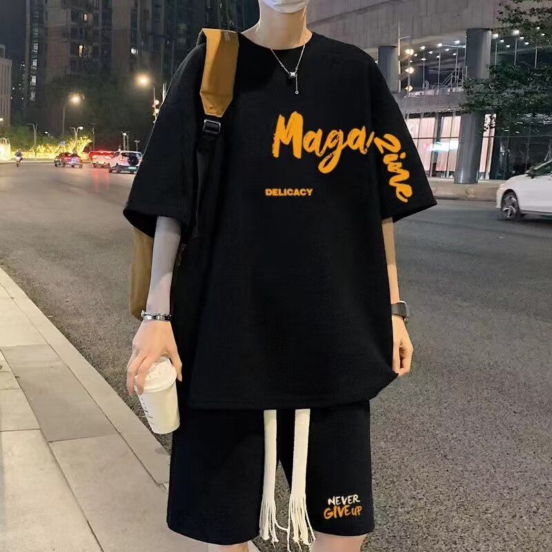 Mens Summer Sportswear Set Short-sleeve T-shirt And Basketball Jersey For Casual Wear