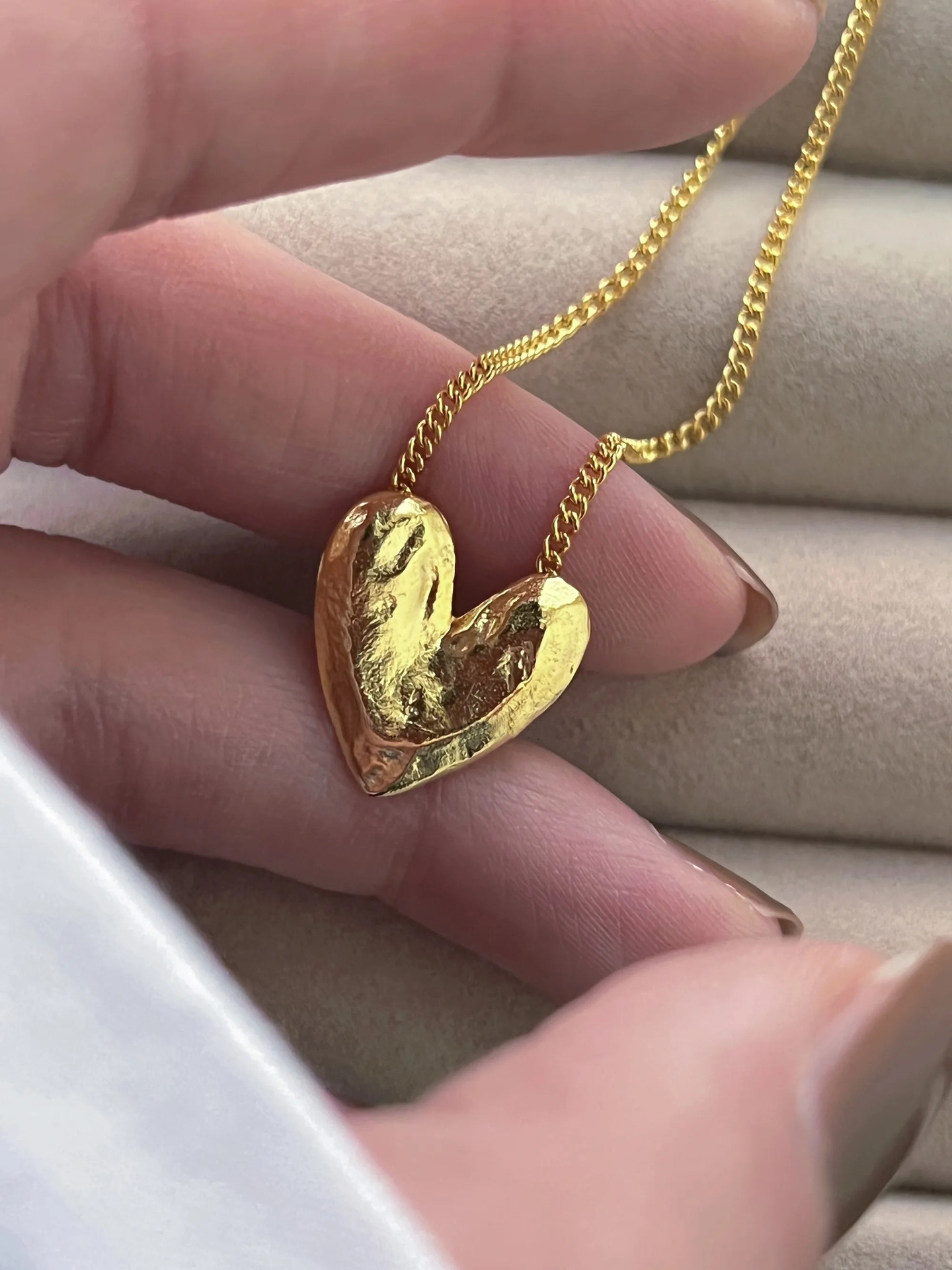 Women's S925 Sterling Silver South Korea Tin Foil Big Heart Necklace