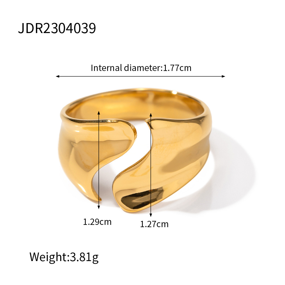 Special-interest Design Exaggerated Style 18K Gold Plated Stainless Steel Ring