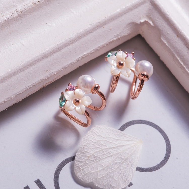 小花珍珠耳夹
