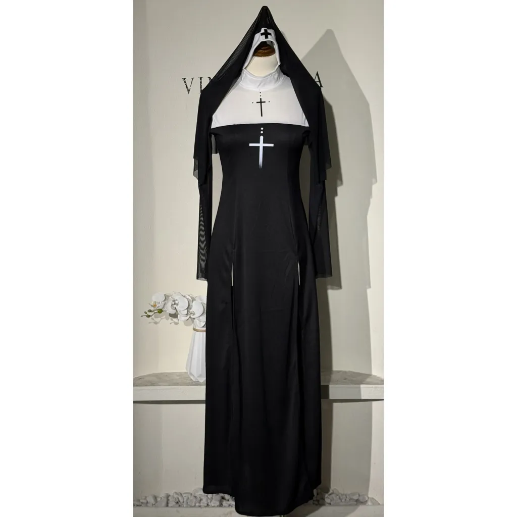 Women's Wear Role Playing Halloween Nun - Black