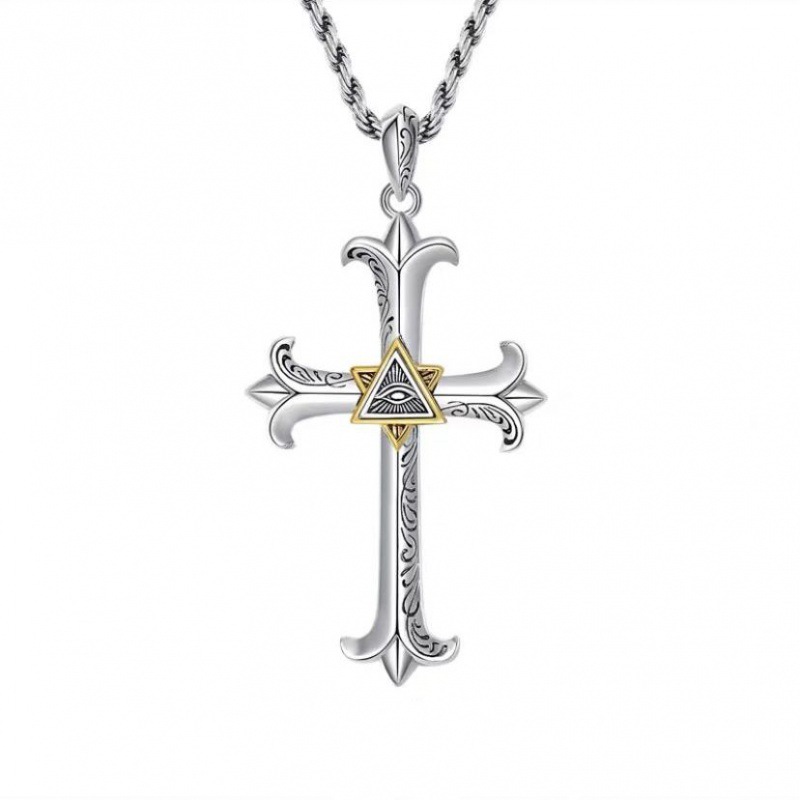Men's Eye Cross Personalized Necklace