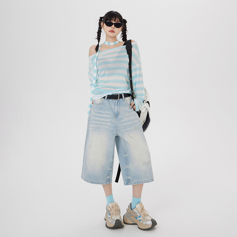 Women's American-style Retro Loose Wide-leg Jeans