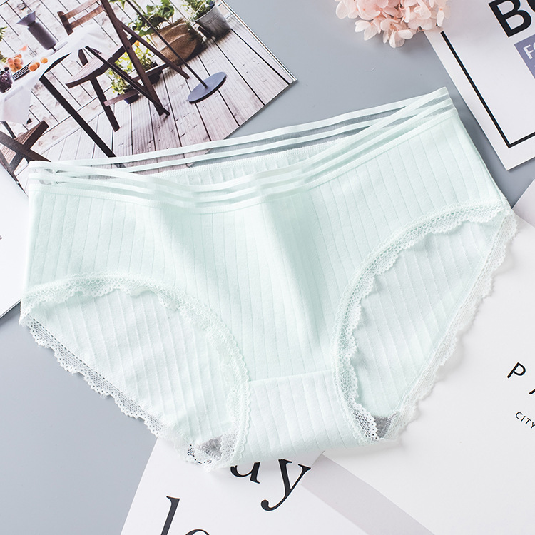 Women's Seamless Lace Hip Raise Mid Waist Briefs Light Green - Shop at LoveMi