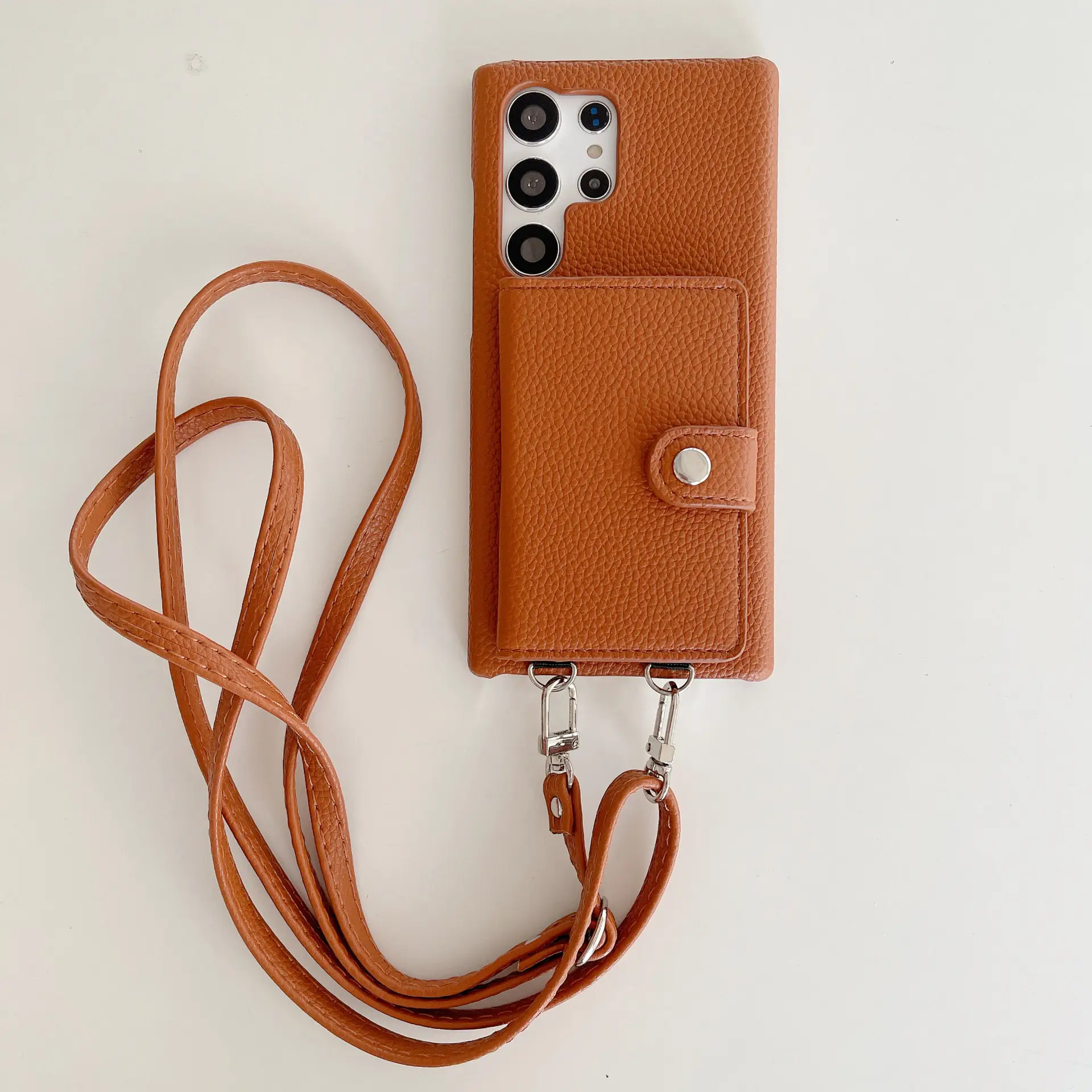 S23Ultra Lychee Pattern Card Left And Right Open Crossbody Phone Case