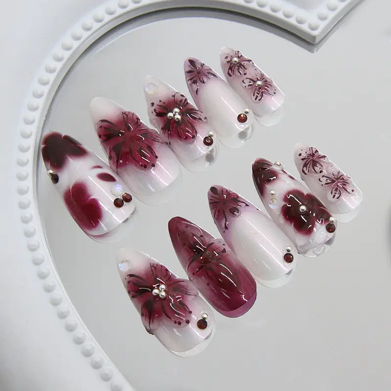Three-dimensional French Ice Flower Pearl Sweet Cool Minority All-Match Nail Sticker