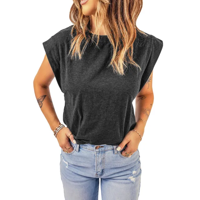 European And American Summer Loose Knitted Bottoming Shirt Sleeveless Round Neck Shirt Women Gray - Shop at LoveMi