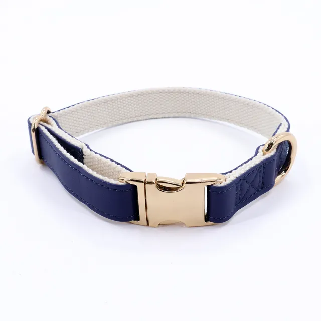 Pet Collar Metal Buckle All match Dark Blue Golden Necklace - Shop at LoveMi