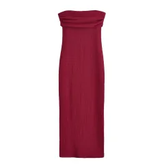 Tube Top Off-the-shoulder Midi Skirt Dress - Red - View 1