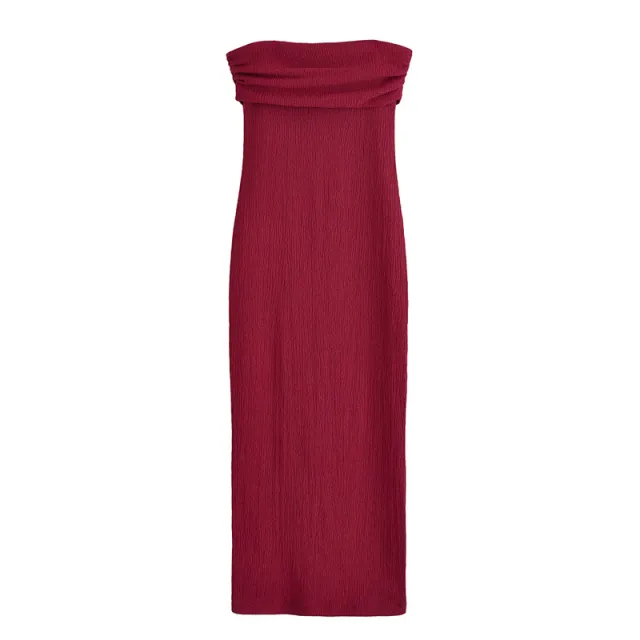 Tube Top Off the shoulder Midi Skirt Dress Red - Shop at LoveMi