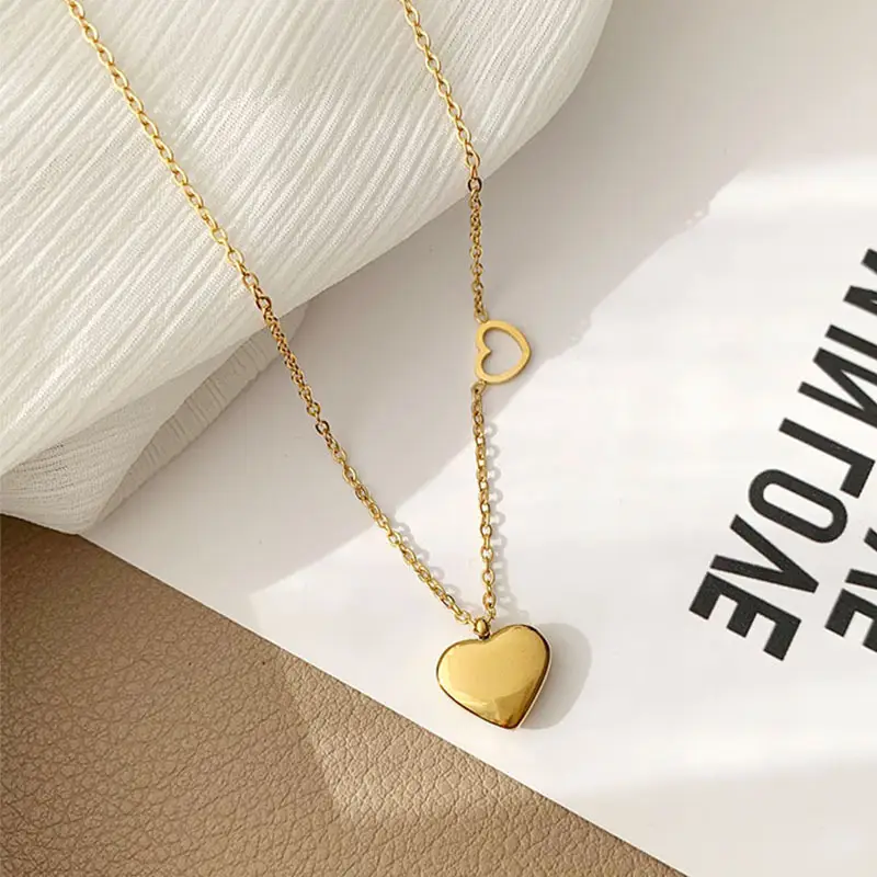 Korean Style Simple Titanium Steel Rose Gold Plated Love Necklace