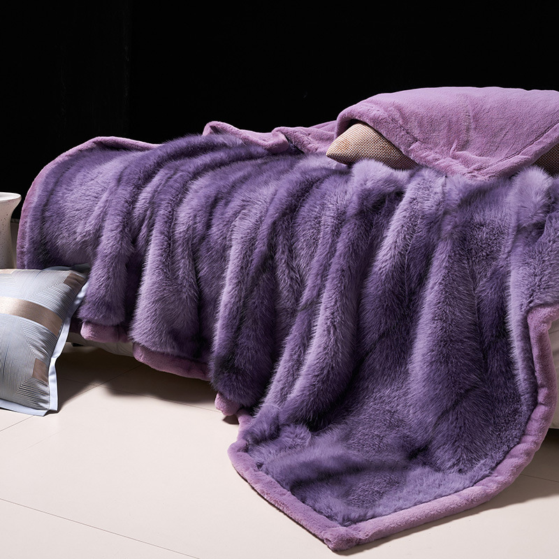 Affordable Luxury Faux Fur Sofa And Double Bed Side Fox Blanket