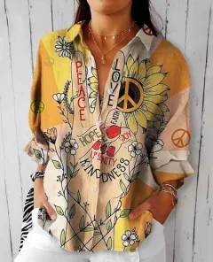 Women's Creative Fashion 3D Printing Lapel Casual Shirt - 1224441 Sx2619-S - View 1
