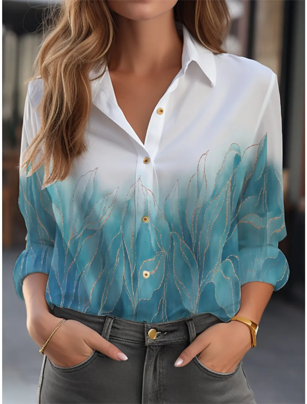 Women's Cardigan 3D Flower Print Long Sleeve Shirt - Nccs0103-Xxl