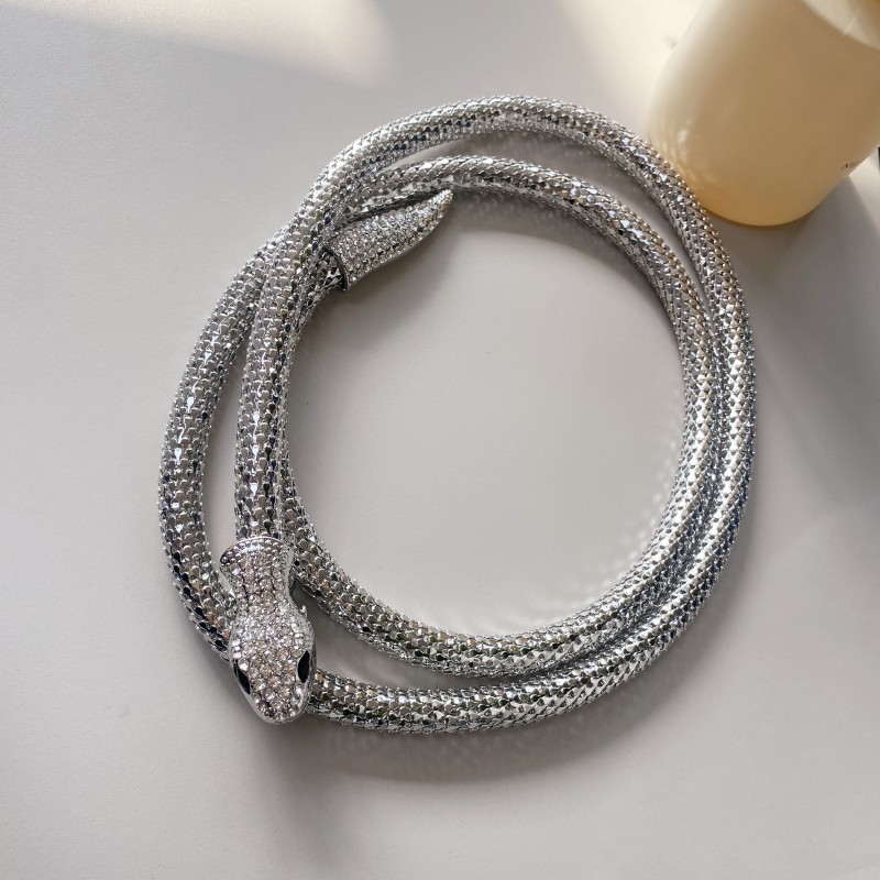 Exaggerated Snake Necklace Micro-inlaid Long Necklace