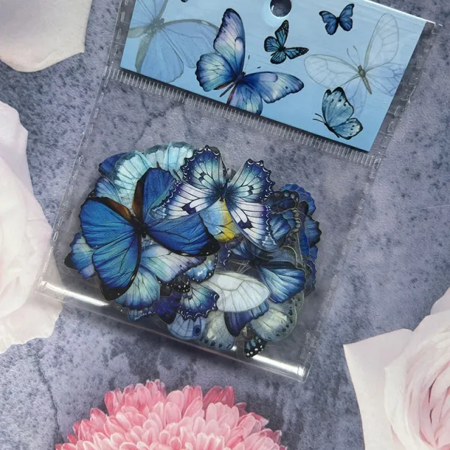 Cute Butterfly Sticker Package Yingge Disc Dance Series Pet Transparent Blue Dish Song - Shop at LoveMi