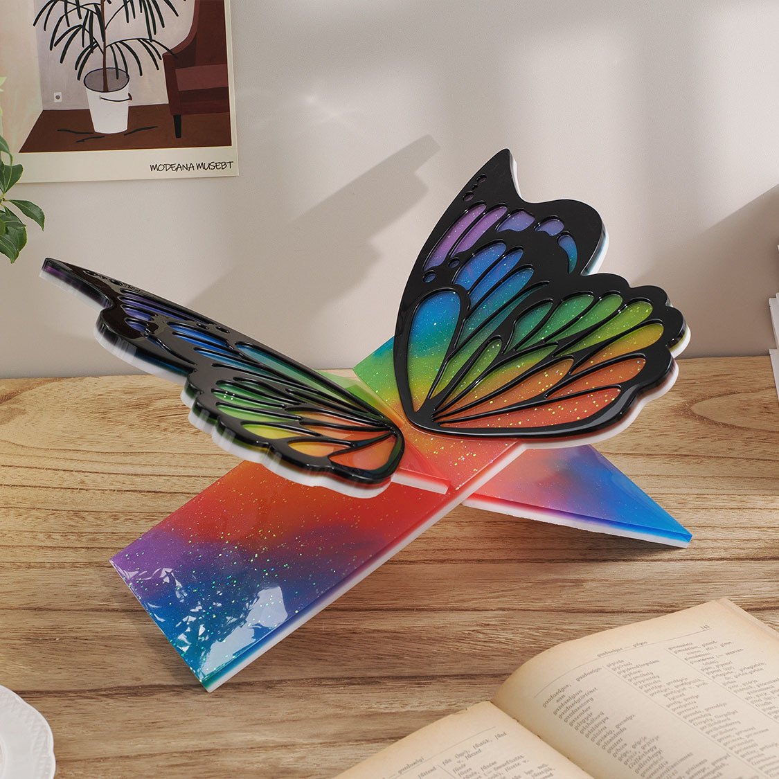 Cross-border DIY Butterfly-shaped Resin Bookshelf Silicone Mold  Reading Bookshelf Scripture Tray Stand  Display Shelf Mold