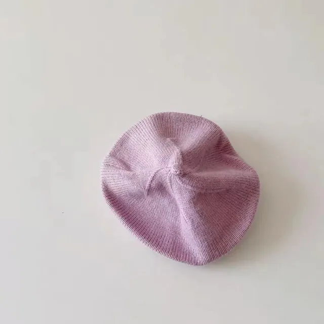 Candy Color All match Knitted Children's Western Style Leisure Wool Painter Cap Purple - Shop at LoveMi