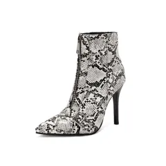 Belt Buckle Front Zipper High Heel Boots - Serpentine-43 - View 1