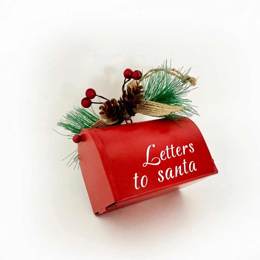Christmas Iron Ornaments Creative Metal Mailbox Decorations - Red