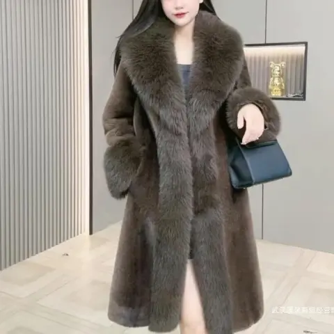 Mink Hair Fur and Leather Overcoat Women