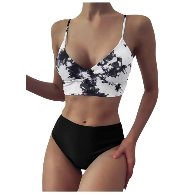 Multicolor Tie dye Printed Bikini Women's Suit Black - Shop at LoveMi