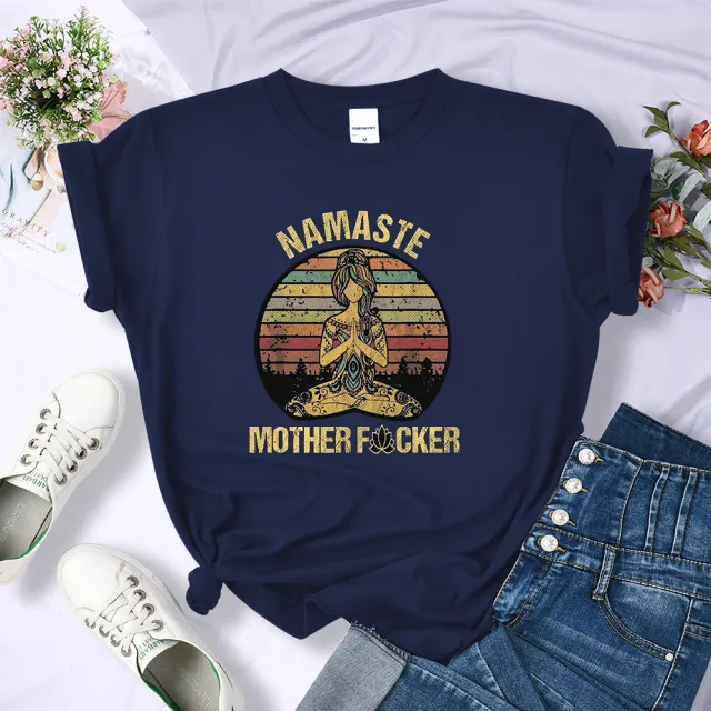 Retro Hermitage Mother T shirt Fashionable Breathable Casual Dark Blue - Shop at LoveMi